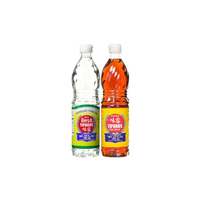 Tiparos Thai TWIN PACK  Fish Sauce 700ml and Distilled Vinegar 700ml Twin Pack Cooking Sauces  CLEARANCE BBD 2024-02-10