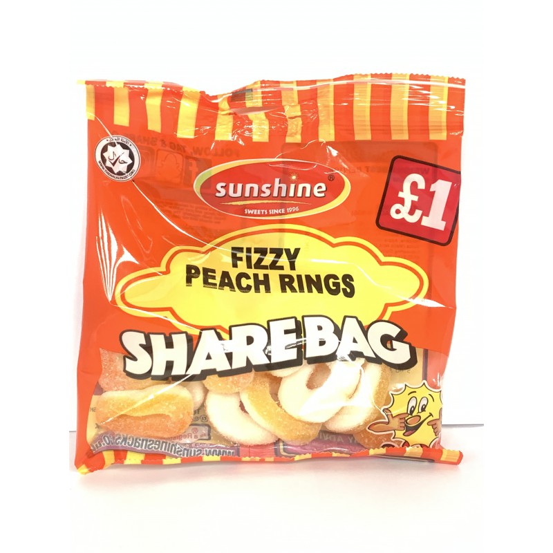 Sunshine Peach Rings Sharebag 120g Fruit Flavour Jelly Candy Sunshine Peach Rings Sharebag 120g Fruit Flavour Jelly Candy