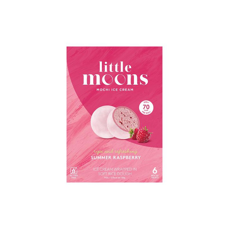 Little Moons Summer Raspberry Mochi Ice Cream 192g Ice Cream Wrapped In Soft Rice Dough