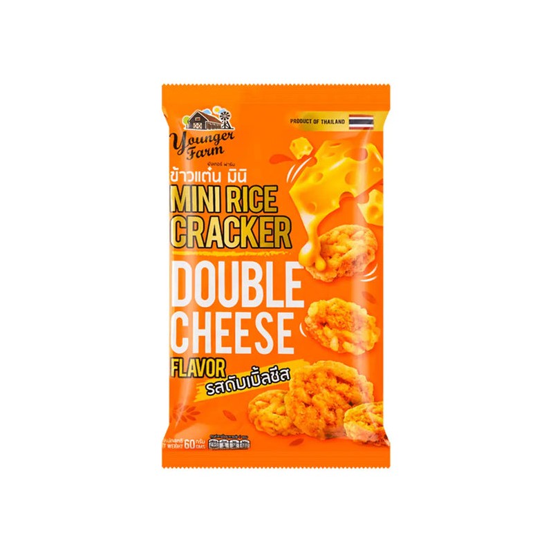 Younger Farm Mini Rice Crackers 60g Thai Double Cheese Flavour Rice Cracker Younger Farm Mini Rice Crackers 60g Thai Double Cheese Flavour Rice Cracker