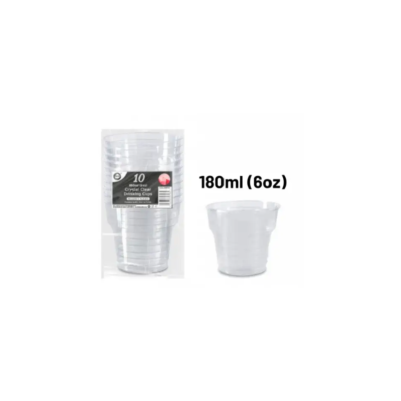 Did Crystal Clear Drinking Cup 10pcs 180ml Reusable & Washable Cups