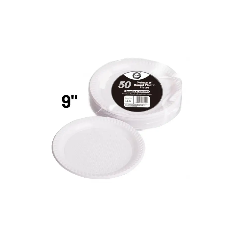 Did Deluxe 9" Round Plastic Plates 50pcs Reusable & Washable Plastic Plates Did Deluxe 9" Round Plastic Plates 50pcs Reusable & Washable Plastic Plates