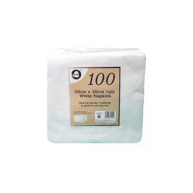 Did White Napkins 100pcs (30cmX30cm) 1 Ply White Napkins Did White Napkins 100pcs (30cmX30cm) 1 Ply White Napkins