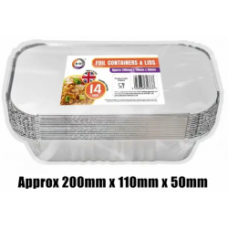 Did Foil Containers & Lids (Approx 200mmx110mx50mm) 14pcs Freezable & Ovensafe Containers