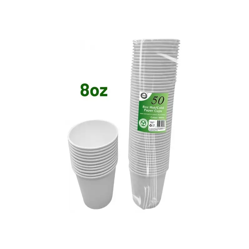 Did Hot & Cold Paper Cups 50pc 8oz White Disposable Cups