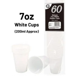 Did Deluxe White Plastic Cups 60pc 7oz Disposable PLastic Cups