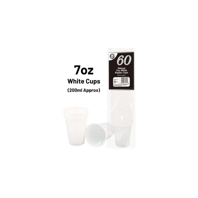 Did Deluxe White Plastic Cups 60pc 7oz Disposable PLastic Cups Did Deluxe White Plastic Cups 60pc 7oz Disposable PLastic Cups