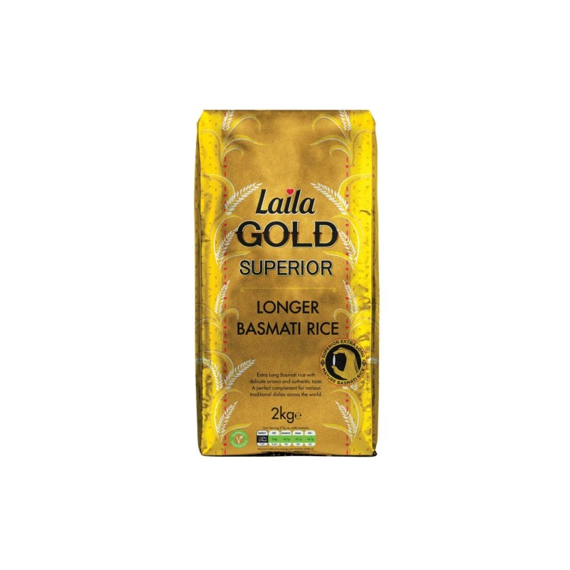 Laila Gold Superior Longer Basmati Rice 2kg Superior Mature Basmati Rice Laila Gold Superior Longer Basmati Rice 2kg Superior Mature Basmati Rice