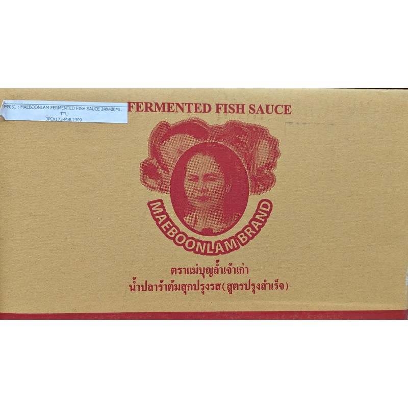 Mae Boon Lam Fermented Fish Sauce Full Case of 24x 400ml Fermented Fish Sauce For Papaya