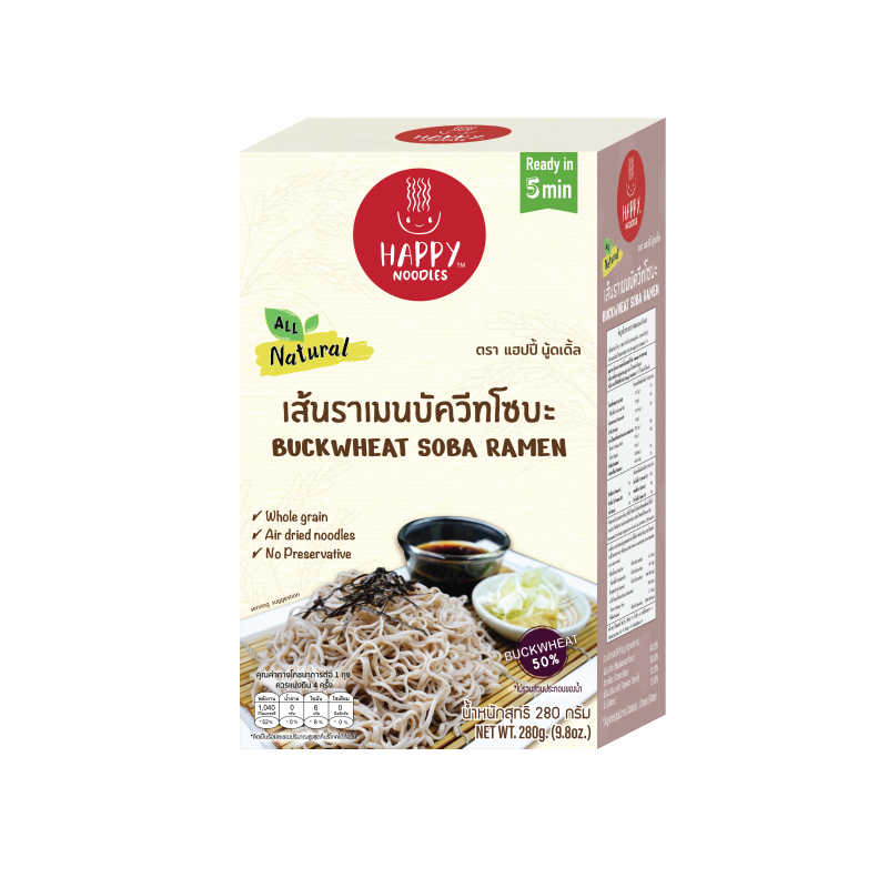 Happy Noodles Buckwheat Soba Ramen 280g เส้นราเมนบัควีทโซบะ Wholegrain Air-Dried Soba Noodles Happy Noodles Buckwheat Soba Ramen 280g เส้นราเมนบัควีทโซบะ Wholegrain Air-Dried Soba Noodles
