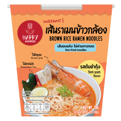 Happy Noodles Brown Rice Ramen Tom Yum Kung Instant Noodle Cup 70g รสต้มยำกุ้ง Instant Tom Yum Kung Cup