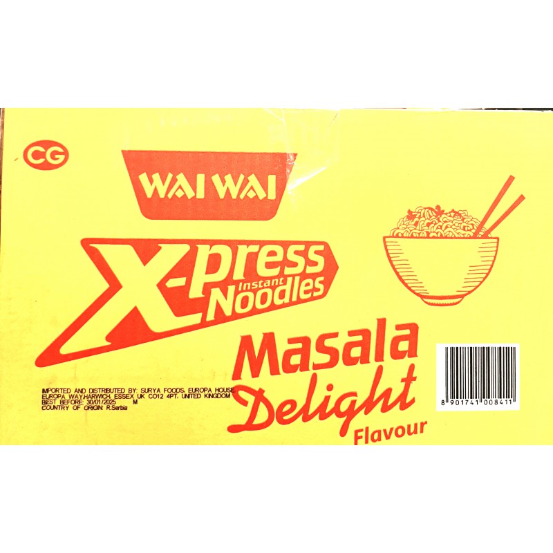Wai Wai X-press Instant Noodles Masala Delight Full Case of 8pks x 5pcs x 70g Instant Noodles Wai Wai X-press Instant Noodles Masala Delight Full Case of 8pks x 5pcs x 70g Instant Noodles