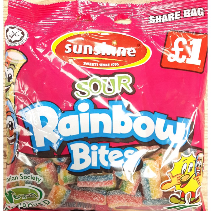 Sunshine Sharebag Sour Rainbow BItes 120g Fruit Flavour Jelly Candy Sunshine Sharebag Sour Rainbow BItes 120g Fruit Flavour Jelly Candy