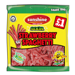 Sunshine Sharebag Sour Strawberry Spaghetti 120g Fruit Flavour Jelly Candy