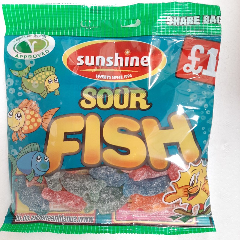 Sunshine Sharebag Sour Fish 120g Fruit Flavour Jelly Candy