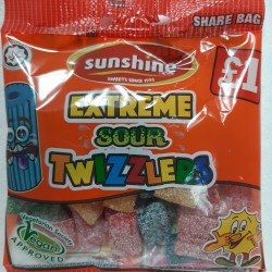 Sunshine Sharebag Extreme Sour Twizzlers 120g Fruit Flavour Jelly Candy