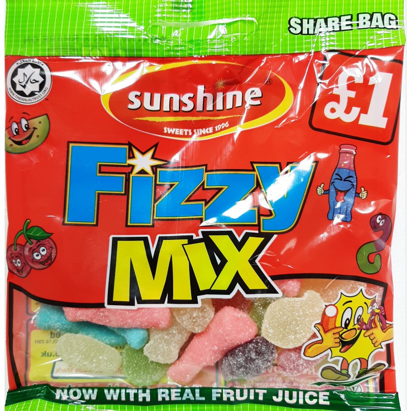 Sunshine Sharebag Fizzy Mix 120g Fruit Flavour Jelly Candy Sunshine Sharebag Fizzy Mix 120g Fruit Flavour Jelly Candy