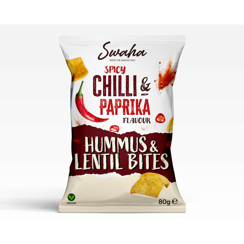 Swaha Hummus & Lentil Bites 80g Spicy Chilli & Paprika Flavour