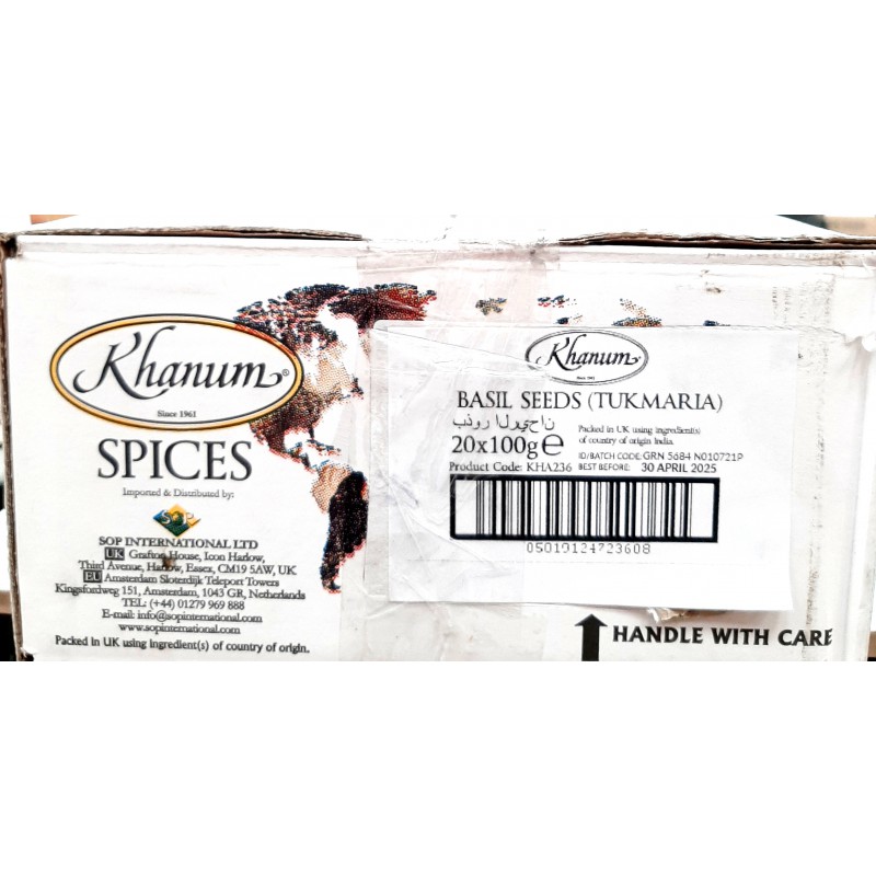 Khanum Full Case of 20x100g Basil Seeds (Tukmaria)