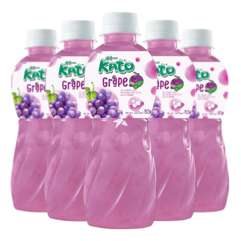 Kato Grape Drink Pack Of 6 x 320ml Grape Flavoured Drink With Nata De Coco Kato Grape Drink Pack Of 6 x 320ml Grape Flavoured Drink With Nata De Coco