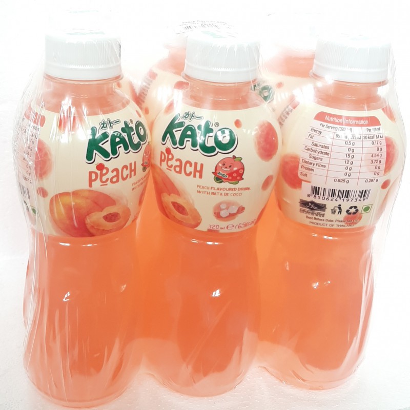 Kato Peach Drink Pack Of 6 x 320ml Peach Flavoured Drink With Nata De Coco Kato Peach Drink Pack Of 6 x 320ml Peach Flavoured Drink With Nata De Coco