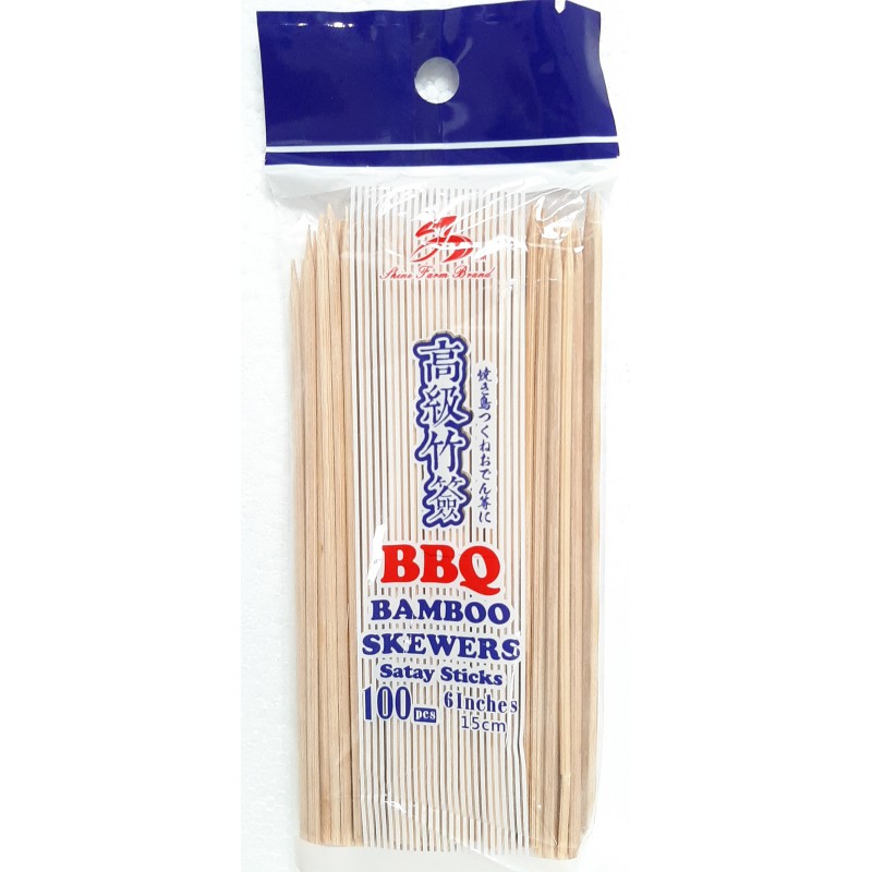 Shine Farm Brand 6" BBQ Bamboo Skewers 100 pieces Shine Farm Brand 6" BBQ Bamboo Skewers 100 pieces