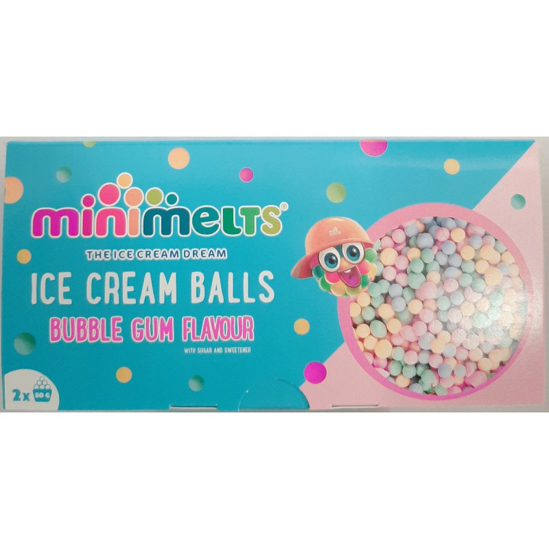 Minimelts Ice Cream Balls 2x50g Ice Cream Balls Bubble Gum Flavour Minimelts Ice Cream Balls 2x50g Ice Cream Balls Bubble Gum Flavour