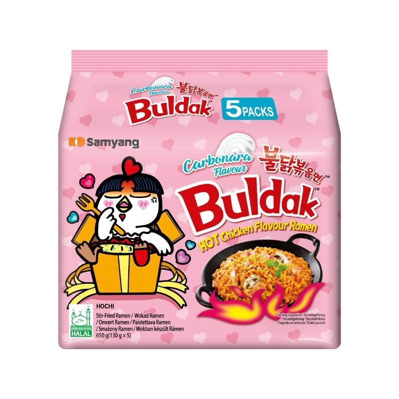 Samyang Pack of 5x Buldak Carbonara Flavour 130g Hot Chicken Flavour Ramen Samyang Pack of 5x Buldak Carbonara Flavour 130g Hot Chicken Flavour Ramen