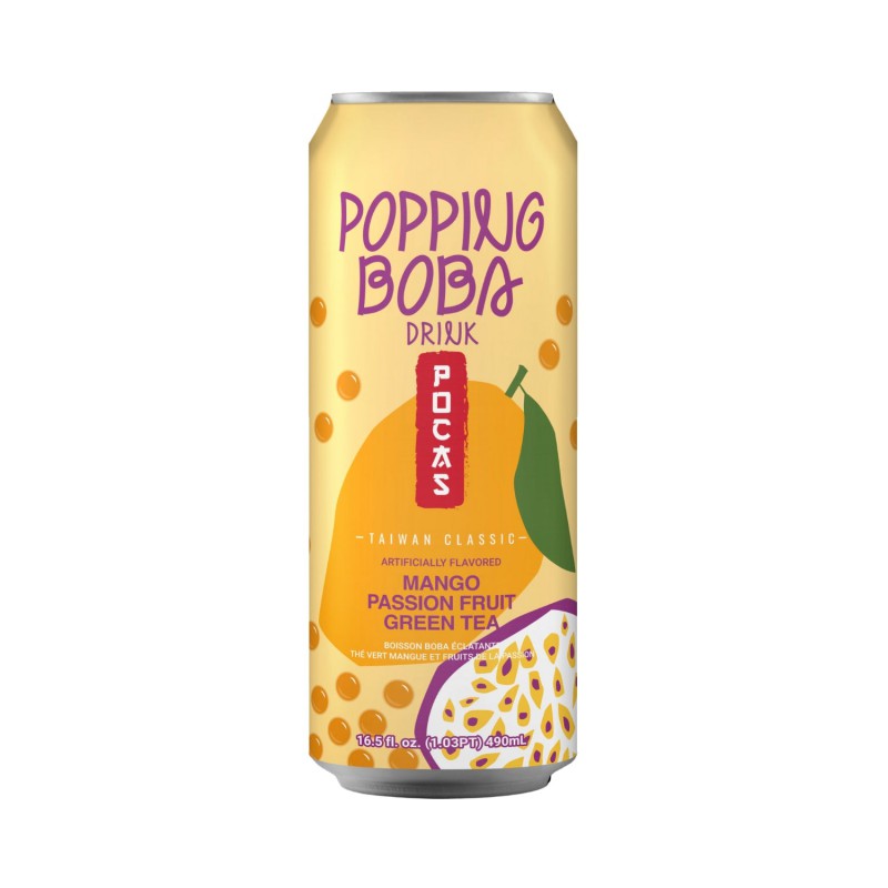 Pocas Popping Boba Drink 490ml Taiwan Classic Mango Passion Fruit Green Tea Pocas Popping Boba Drink 490ml Taiwan Classic Mango Passion Fruit Green Tea