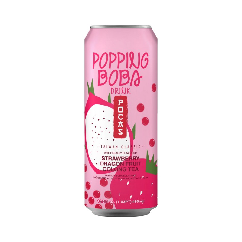 Pocas Popping Boba Drink 490ml Taiwan Classic Strawberry Dragon Fruit Oolong Tea Pocas Popping Boba Drink 490ml Taiwan Classic Strawberry Dragon Fruit Oolong Tea