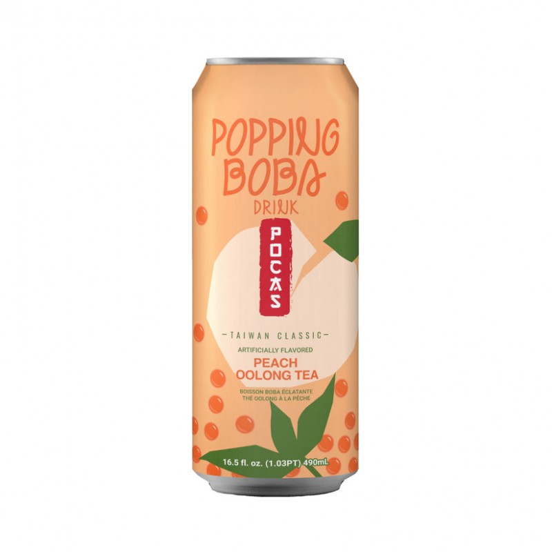 Pocas Popping Boba Drink 490ml Taiwan Classic Peach Oolong Tea Pocas Popping Boba Drink 490ml Taiwan Classic Peach Oolong Tea