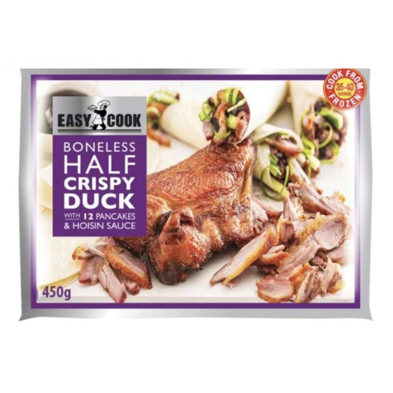 Easy Cook Boneless Half Crispy Duck 450g Frozen Boneless Half Crispy Duck With 12 Pancakes & Hoisin Sauce Easy Cook Boneless Half Crispy Duck 450g Frozen Boneless Half Crispy Duck With 12 Pancakes & Hoisin Sauce