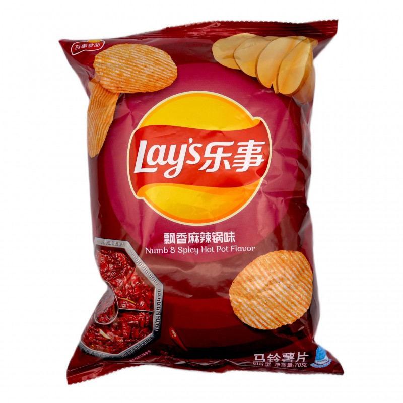 Lay's Numb & Spicy Hot Pot Flavour 70g Numb & Spicy Hot Pot Flavour With Sugar & Sweetener Lay's Numb & Spicy Hot Pot Flavour 70g Numb & Spicy Hot Pot Flavour With Sugar & Sweetener