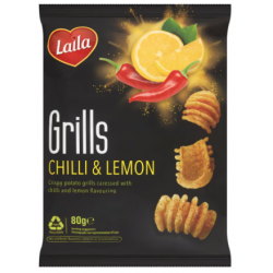 Laila Chilli & Lemon Grills 80g Crispy Potato Grills With Chilli & Lemon Flavour