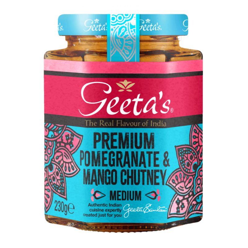 Geeta's Premium Pomegranate & Mango Chutney 230g Indian Medium Spicy Pomegranate & Mango Chutney Geeta's Premium Pomegranate & Mango Chutney 230g Indian Medium Spicy Pomegranate & Mango Chutney