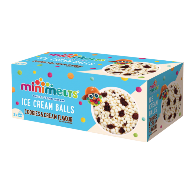 Minimelts Ice Cream Balls 2x50g Ice Cream Balls Cookies & Cream Flavour Minimelts Ice Cream Balls 2x50g Ice Cream Balls Cookies & Cream Flavour