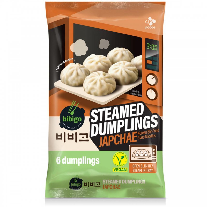 CJ Bibigo Steamed Vegan Japchae Dumplings 168g Frozen Microwave in 3 minutes Korean Glass Noodle Dumplings CJ Bibigo Steamed Vegan Japchae Dumplings 168g Frozen Microwave in 3 minutes Korean Glass Noodle Dumplings