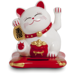 Zing Asia Lucky Cat Solar Powered White Cat