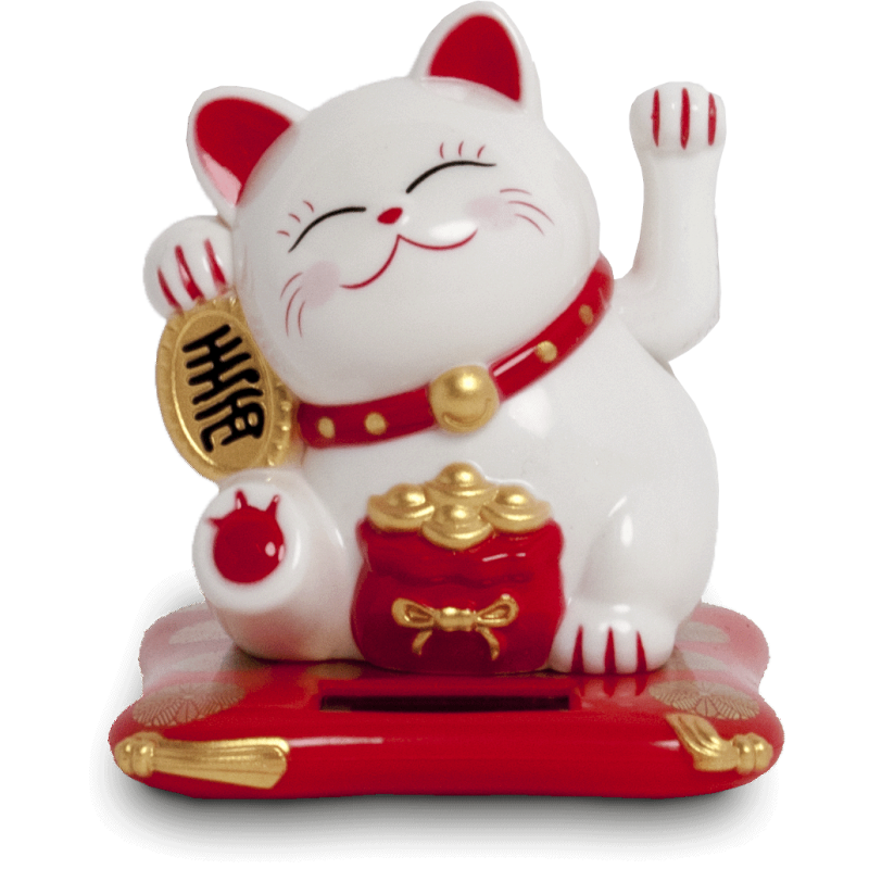 Zing Asia Lucky Cat Solar Powered White Cat