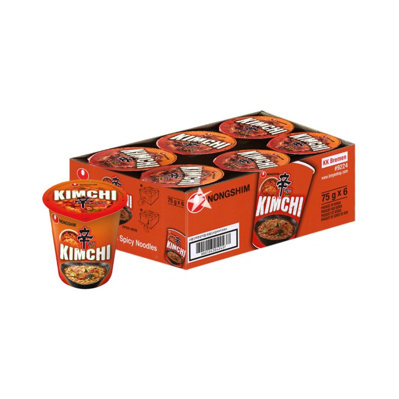 Nongshim Cup Noodles Full Case of 6x 75g Kimchi Ramyun Korean Cup Noodles Nongshim Cup Noodles Full Case of 6x 75g Kimchi Ramyun Korean Cup Noodles