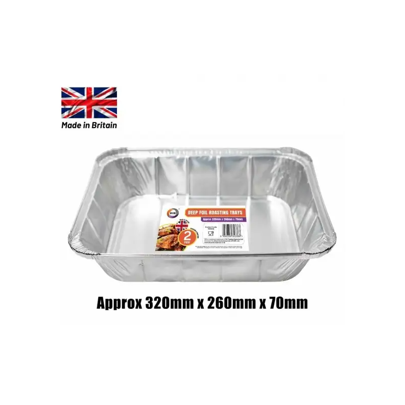 Did Deep Foil Roasting Trays 2pcs 320mm x 260mm x 70mm Foil Roasting Trays Did Deep Foil Roasting Trays 2pcs 320mm x 260mm x 70mm Foil Roasting Trays