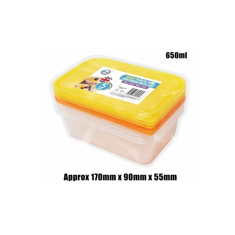 Did 5pcs Plastic Containers with Lids 650ml food Plastic Containers Did 5pcs Plastic Containers with Lids 650ml food Plastic Containers