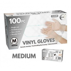 Did Medium Powder Free Clear Vinyl Gloves 100pc Medium Gloves
