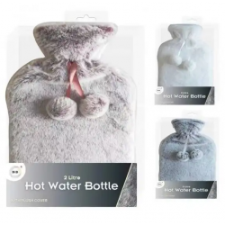 Did Pink and Grey Water Bottle 2 Litre Hot Water Bottle & Deluxe Plush Cover
