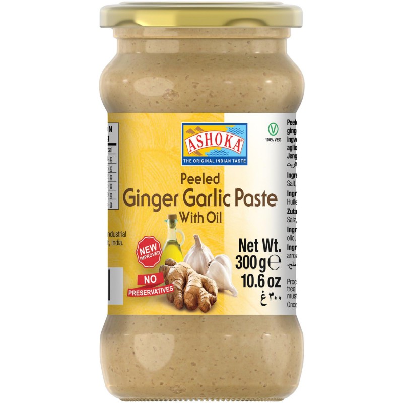 Ashoka Peeled Ginger Garlic With Oil Paste 300g Indian Ginger Garlic Paste in Jar Ashoka Peeled Ginger Garlic With Oil Paste 300g Indian Ginger Garlic Paste in Jar