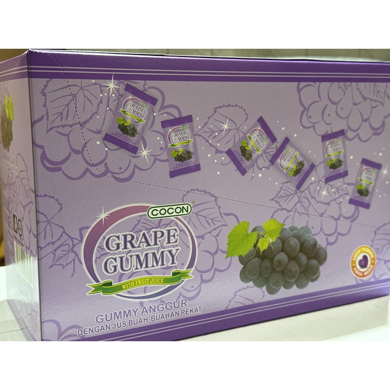 Cocon Grape Gummy Jelly Sweets With Fruit Juice 12pktsX100g 可康水果軟糖葡萄 Grape Gummy Cocon Grape Gummy Jelly Sweets With Fruit Juice 12pktsX100g 可康水果軟糖葡萄 Grape Gummy