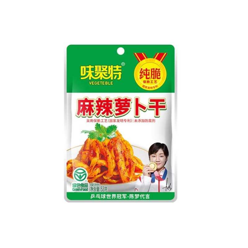 NEW PACKAGING 2025 WJT Sichuan Weijute Mala Spicy Turnip 80g 味聚特辣蘿蔔乾 Spicy Dried Turnip NEW PACKAGING 2025 WJT Sichuan Weijute Mala Spicy Turnip 80g 味聚特辣蘿蔔乾 Spicy Dried Turnip