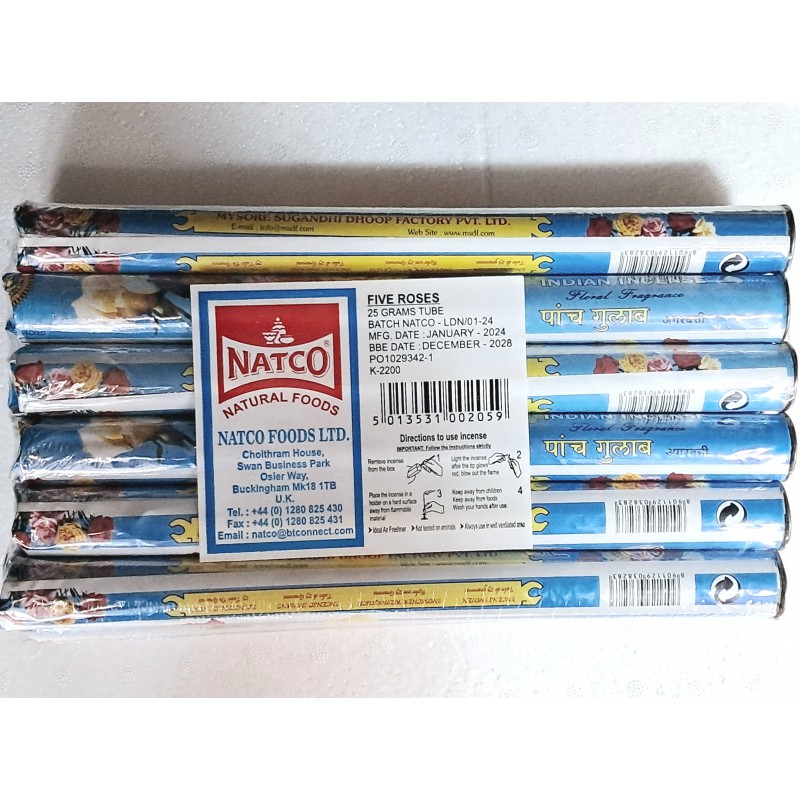 Five Roses Indian Incense 12tubesX25g Floral Indian Incense Sticks Five Roses Indian Incense 12tubesX25g Floral Indian Incense Sticks