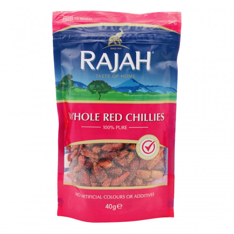 Rajah Whole Red Chillies 40g Dried Whole Red Chillies Rajah Whole Red Chillies 40g Dried Whole Red Chillies