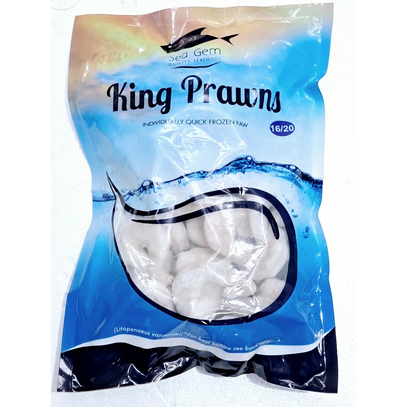Sea Gem IQF 16-20 Frozen Raw King Prawns 1kg -700g Net IQF PD King Prawns Sea Gem IQF 16-20 Frozen Raw King Prawns 1kg -700g Net IQF PD King Prawns